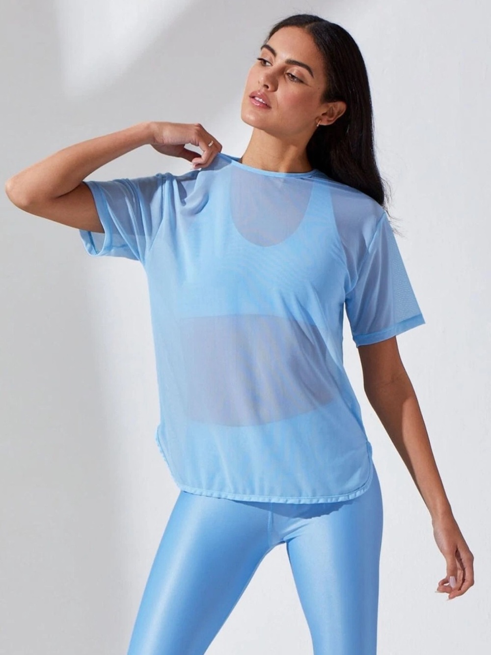 NWOT Noli Mesh Flow Tee - Sky, size S - Picture 7 of 11
